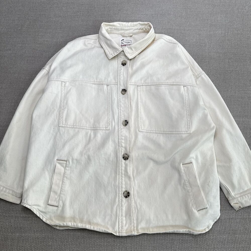 Stoosh Vintage Denim Off-white Barn Chore Coat Button Up Work Jacket XL 330